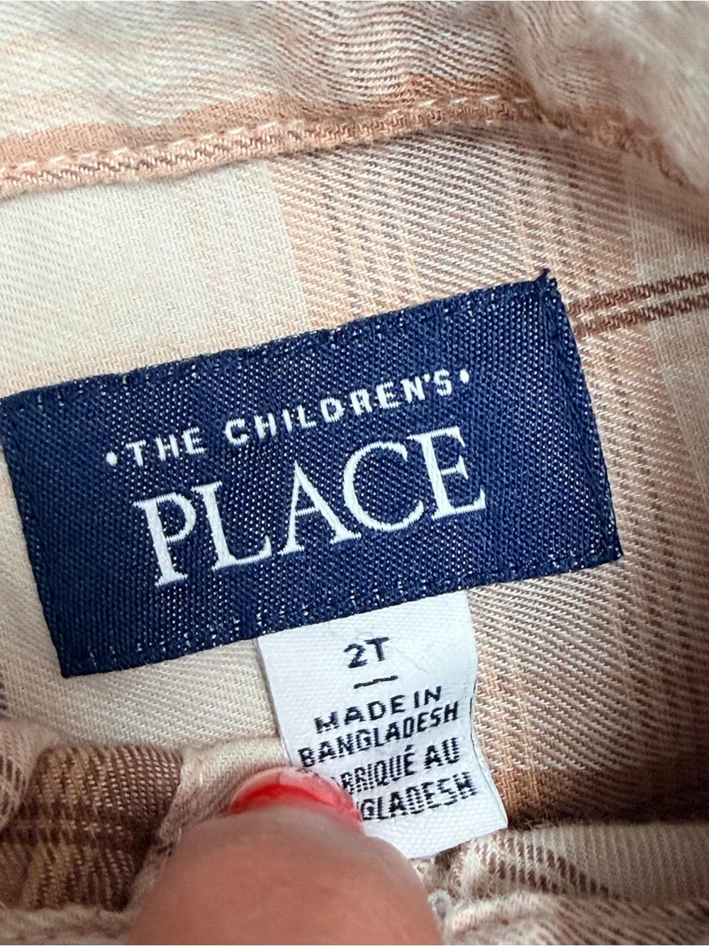 The Children's Place Cream & Brown western Plaid Button-Down Shirt size 2t